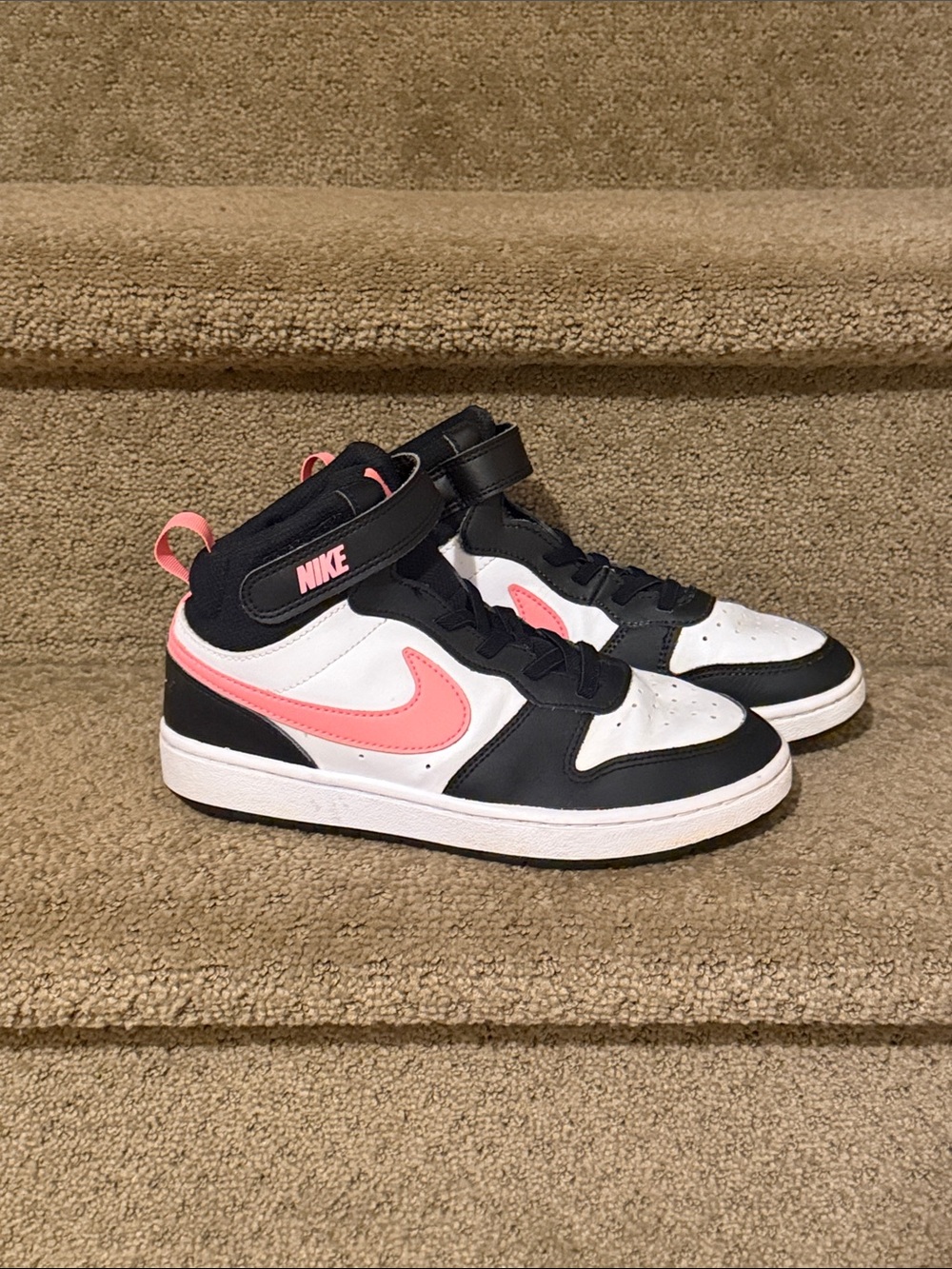 Nike Kids Mid-Top Sneakers - White, Black & Pink